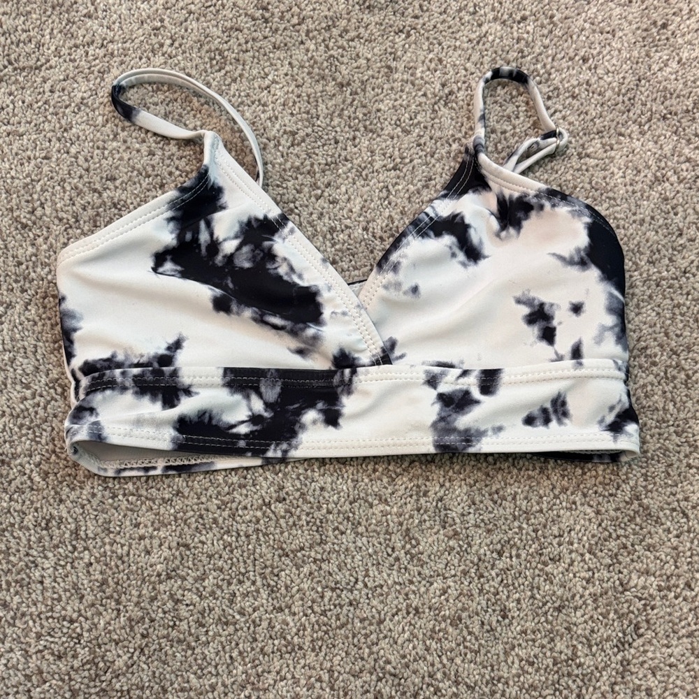 Black and White Tie-Dye Bathing suit Top